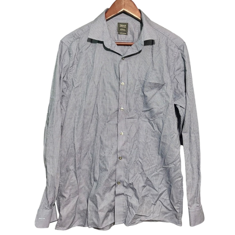 Turtle Shirt Mens Large Long Sleeve Button Down Blue Dress Shirt Preppy